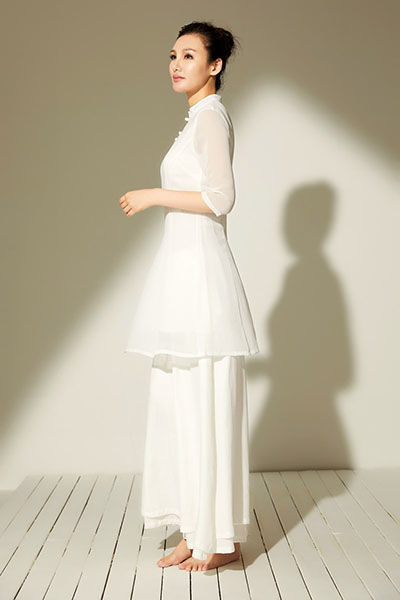 DZ17877 白色上衣+DZ16 白色裤子 专业瑜伽服