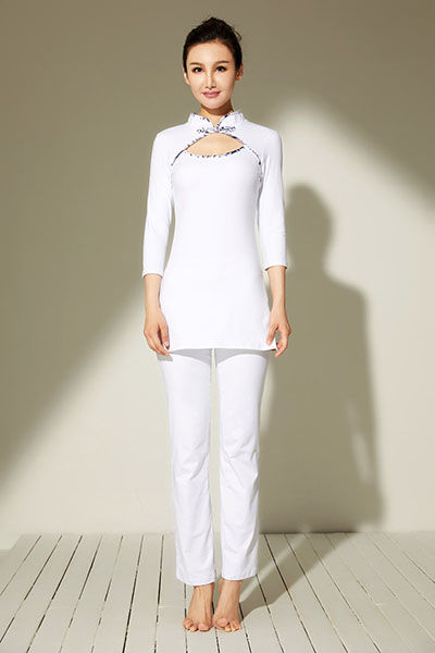 JSB17857 白色裤子+JL17132 青花上衣